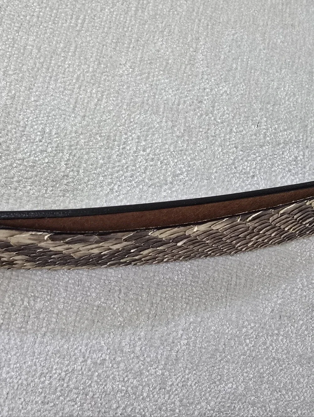 Women's Gucci Python Leather Belt in Tan and Brown with Silver Buckle Sz 28.5